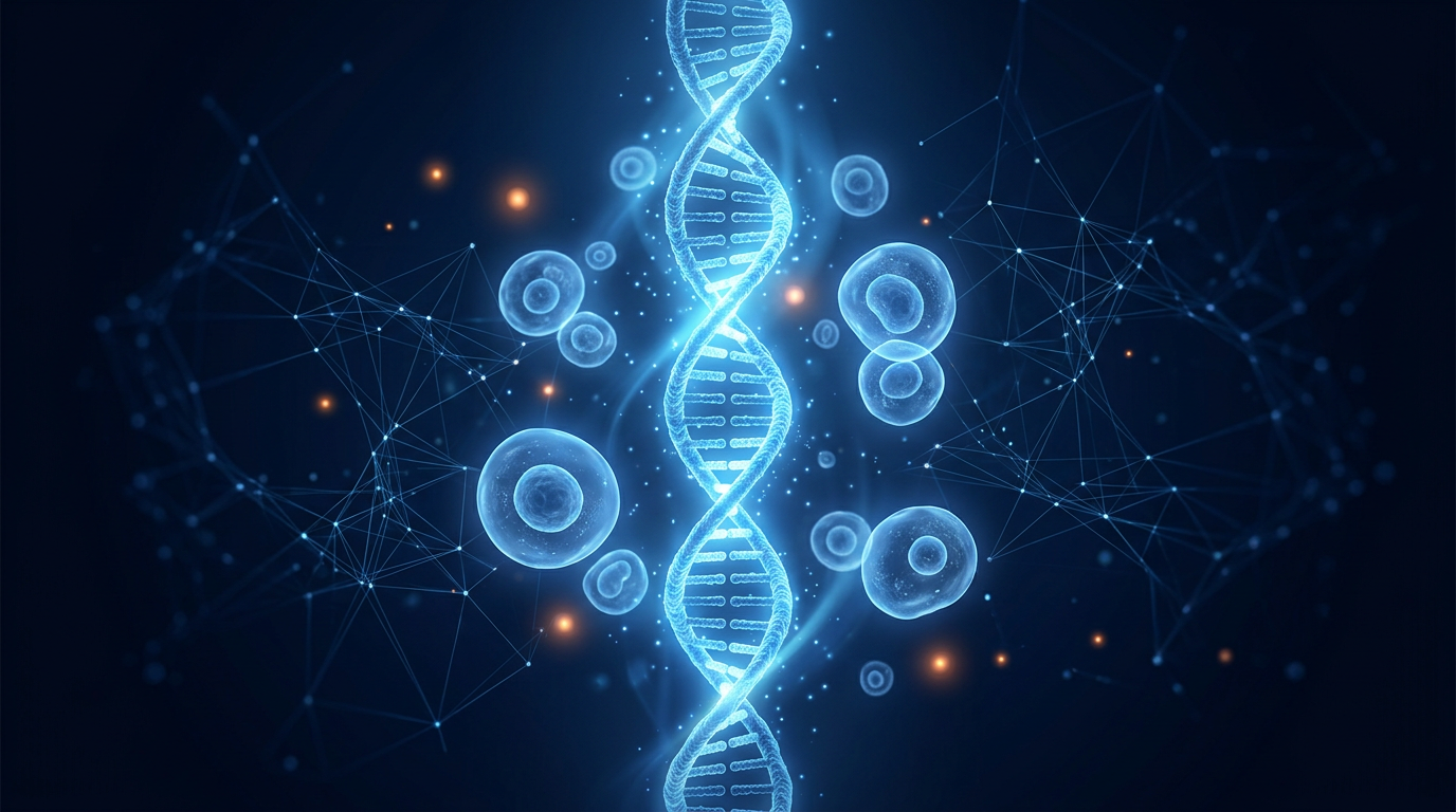 DNA digitale e cellule — visual Longevity Next